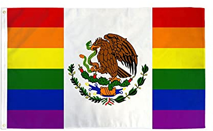 AZ FLAG Bandera México gay 90x60 cm Estandarte Gay Poliéster 100D 2 Ojales | Uso interior y exterior Enseña costuras dobles y bordes reforzados con ojales metálicos