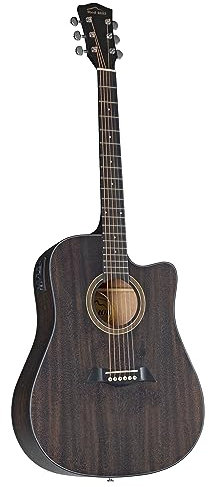 Red Hill AF-386CE Elektroakustische Westerngitarre, Hand Rubbed Dark Brown, Cutaway, Mahagoni-Korpus, Okoume-Hals, Composite-Griffbrett, 20 Bünde, Tonabnehmersystem, Integriertes Stimmgerät