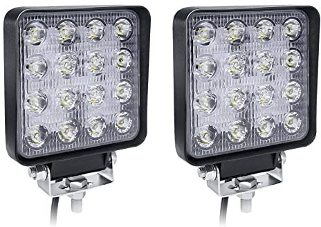YRHome 48W LED Arbeitslicht Flutlicht Offroad Arbeitsscheinwerfer Scheinwerfer Spotlight Zusatzscheinwerfer 1600LM Aluminium Druckguss Wasserdicht IP67 Traktor ATV UTV SUV (2x48W)