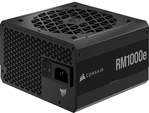 Corsair RM1000e Fully Modular Low-Noise ATX Power Supply (Dual EPS12V Connectors, Low-Noise, 105°C-Rated Capacitors, 80 Plus Gold-Certified Efficiency, Modern Standby Support) Black