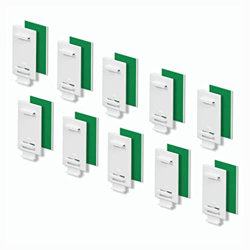 KLEMMFLEX Klebehalter 10 Stück, lang, für Klemmfix Rollo, Doppelrollo, Duo-Rollo, ohne Bohren, zum Kleben, als Zubehör, Ersatzteil für die Befestigung am feststehenden PVC-Fenster, Balkontür