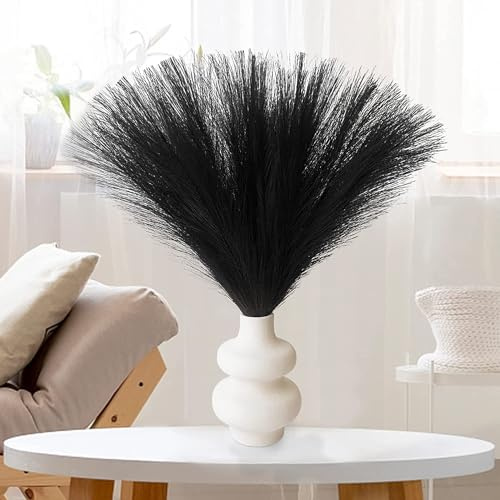 GEFIRE Trockenblumen 30 Stücke Pampasgras Getrocknet Deko 55CM Trockenblumen Deko Pampasgras Künstliche Dekoration im Boho-Stil für Hochzeit Wohnzimmer (Schwarz)