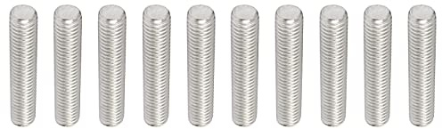 Rebower Entièrement Fileté Tige Acier Inox 304 Tige Barre Goujons, [pour Cintres et Pinces et Boulons en U] - M10 x 55mm 1.5mm Pas Mâle Fileté /Argent /Paquet de 10
