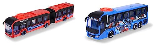 Dickie Toys - Lenkbarer Spielzeug-Bus: Volvo rot (40 cm) & Man blau (26,5 cm) für Kinder ab 3 Jahren