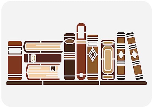 FINGERINSPIRE Plantilla de Libro 29.7x21 cm Biblioteca Estantería Plantilla Colección Libros Plantilla DIY Artesanía Pintura de Pared Plantilla para Pared Muebles de Madera Decoración del Hogar