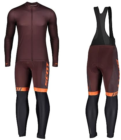 louizumify Herren Pro Radfahren Jersey Langarm Anzug 3D gepolsterte Hose, reflektierend, atmungsaktiv & schnell trocknend, Winddicht, 3 Taschen