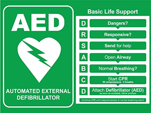 Defibrillatore Dae E Supporto Vitale Di Base Segnali Di Avvertimento Poster Metallo Targhe Metallo Cartello Decorativo In Metallo Per Esterni Interni 20X30cm