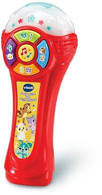 VTech - Baby Micro des P'tits Loulous, Microphone sans Fil Qui Change de Couleur et Amplifie la Voix, Jouet Karaoké Bébé, Effets Lumineux, Cadeau Enfant Dès 1 an - Contenu en Français