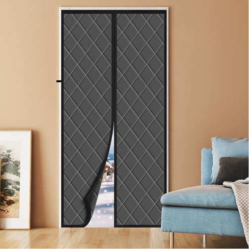 Magnetic Thermal Insulated Door Curtain, Fits Door Size 38 x 82,Durable Oxford Cloth&Thicken Polyester Fiber Fill, Efficient Temperature Control, Durable Construction, Soundproof and Windproof