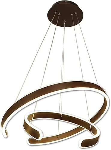 Pendelleuchte Esstisch Hängelampe Braun/Brown Hängend Lampe Dimmbar Hängeleuchte 2-Ring Design Esszimmerlampe Modern Esstischlampe Mit Fernbedienung Pendellampe Für Wohnzimmer Schlafzimmer Küche