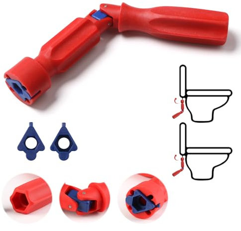 Universal Toilet Seat Spanner Plumbing Tool with 1 Replacement Head Durable Plastic Adjustable Hinge Spanner for Tightening Removing Installing and Repairing Universal Toilet Seat Fitting Tool