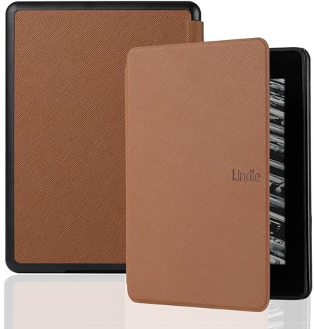 DayQiQiPu Hülle für Kindle Paperwhite (5/6/7th Generation 2012/2013/2015, Model: EY21/DP75SDI) Ultradünne PU Leder eReader Hülle Multi View Angle Anti Shock Protection Cover - Braun