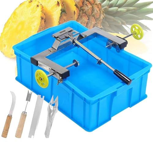 Pelador De Piñas De Acero Inoxidable, Peladora De Piñas Con Juego De Cuchillos Para Pelar, Ancho De Soporte 30~37 Cm Ajustable Y Pelado Rápido Y Limpio, Para Puestos De Frutas, Supermercados