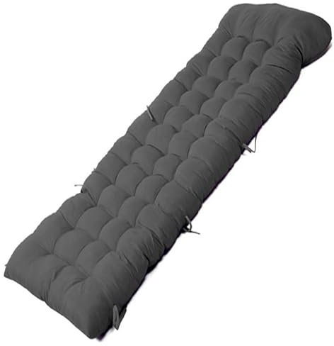 DRFGHK Liegenauflage mit Krawatte, wasserdicht Auflage for Gartenliege 165x50x10cm, Polsterauflage for Sonnenliege, Auflagen for Deckchair, Polsterung Gartenliege Auflage Liegestuhl Polste(Black)