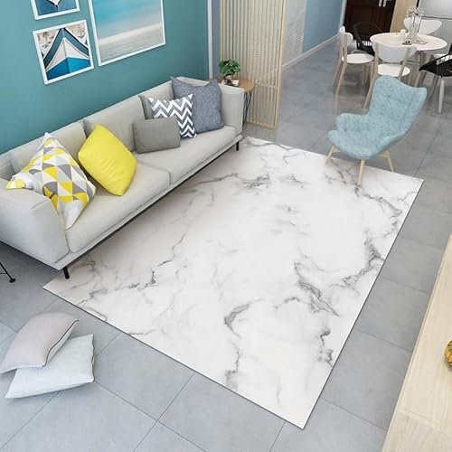 Teppich Weiß Flauschig Kurzflor,Mikrofaser Super Weich,Anti-Rutsch,Waschbar,Teppich Webteppich Für Wohnzimmer,Flur,Schlafzimmer Teppichläufer 120X160Cm