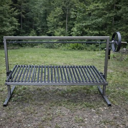 Sor Pampa Grill - Argentinischer Eisen-Grill Santa Maria - V Angle - Mittelgroß (101.6 x 50.8 cm) - Abnehmbare Abschnitte - Edelstahlseil AISI 316 - Holzkohle - Freistehend