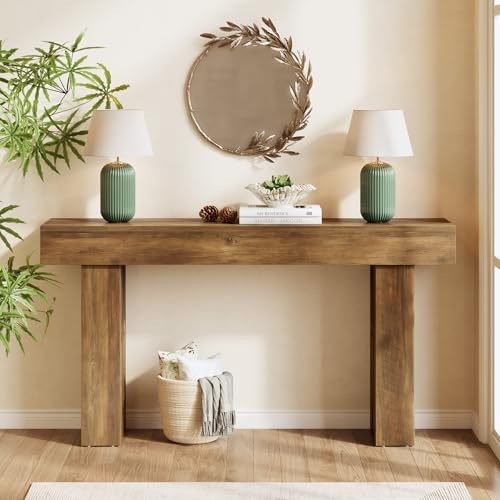 LITTLE TREE 63-Zoll-Schmaler Konsolentisch, moderner Sofatisch für den Flur, Eingangstisch für Wohnzimmer, Schlafzimmer, Home Office, Holzfarbe