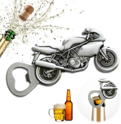 AEIOPRS Abrebotellas de Motocicleta Gris Regalos Originales para Hombres Regalos para el Día del Padre Regalos de Cumpleaños para Hombres Regalos Originales para Padre Novio Abuelo Marido