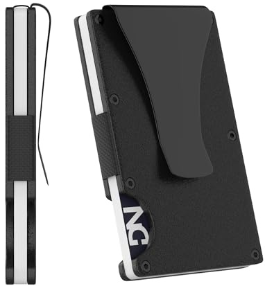 Korthållare i metall | RFID-skydd | minimalistisk plånbok | sedelklämma | pengaklämma | korthållare för män | kreditkortshållare | kompakt korthållare | plånbok för män och kvinnor, svart,