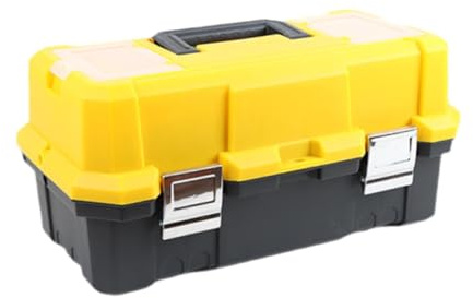 Gralara Caja de herramientas de mano, organizador de herramientas, práctico estuche de herramientas de reparación de automóviles ligero de 2 capas, caja de, Amarillo