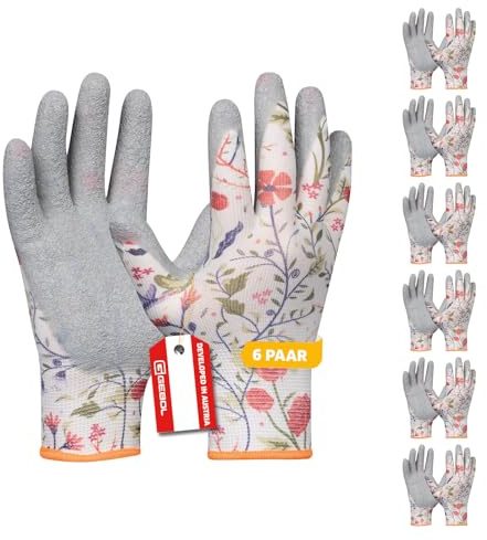 Gebol G-Base Garden Grip Gartenhandschuhe, 6 Paar, Gr. 7/S, atmungsaktiv