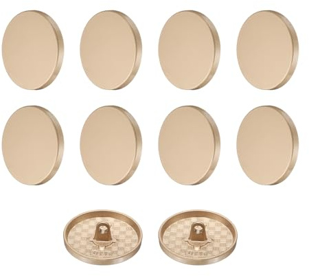 QUARKZMAN 10 Stück Knöpfe 25mm Metall Flache Buttons zum Annähen Runde Bastelknöpfe für Bekleidung Hosen Mantel Jacken Blazer Hemd Anzüge Dekorieren Handwerk Selber Machen, Matt Gold