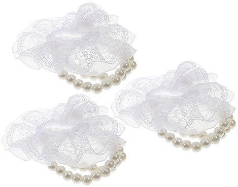 SAFIGLE 10stücke Handgelenk-Corsage Mit Spitze Und Perlen Für DIY Hochzeitsarmband Elastische Armbänder Als Corsagen-zubehör Für Braut Brautjungfer Und Mutter
