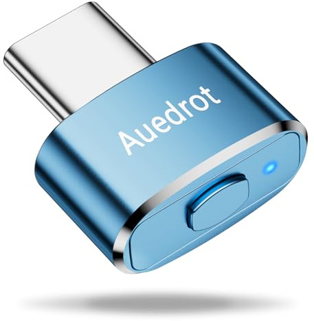 AUEDROT Musjigglerare USB-C ej påvisbar mobil med strömbrytarknapp, metallmus flyttare automatisk mus jigglerlägen med 2 jigglerlägen, drivrutinsfri, plug and play, håller dator/laptop vax, blå