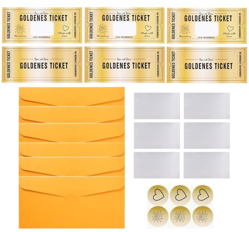 Regalo Personalizado, 6 juegos, Golden Ticket Tarjeta Regalo Rasca Y Gana, Tarjeta de Cumpleaños, En Un Sobre Brillante Cupón Sorpresa, para Novia, Sobre+Tarjeta+Recubrimiento rascable+Pegatina