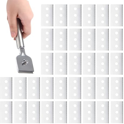 36 Stück Ceranfeldschaber Klingen,Kochfeldschaber,Ceranfeld Schaber,Doppelseitige Edelstahl Kratzer Scraper,Herd Glasschaber,Glass Küche Herdschaber,Politur Reiniger Tool,Cleaning Ersatzklingen