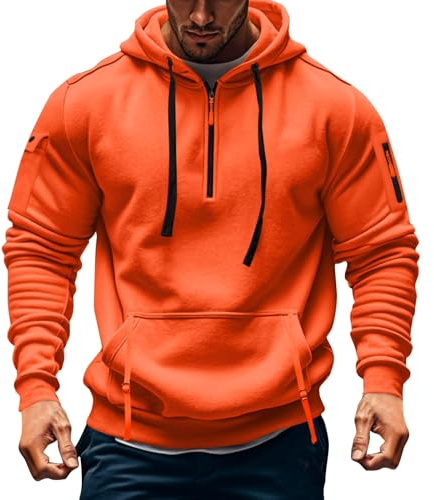 MOKBAY Sudadera con Capucha Hombre Hoodies for Men Basica Sudaderas Media Cremallera Sweatshirt Homem Deportiva con Bolsillos