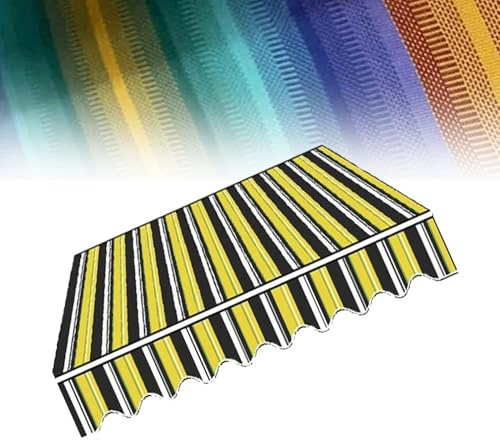 Baldacchino di ricambio per tenda a scomparsa manuale 200/250/300 cm, tessuto di ricambio per tende da sole a braccio (strisce, 400 x 200 cm)