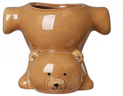 Snorvixre Divertidas macetas con patrón de oso invertido materiales cerámicos de alta calidad Contenedor multiusos para plantas decoración de jardín bonita maceta de cerámica para suculentas