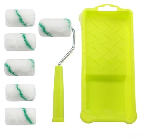 Kit de bandeja de rodillo de pintura de espuma de 2 pulgadas mini rodillo para detalles para pintura, bordes y molduras, uso con pinturas, manchas, poliuretanos, barnices y esmaltes (C)