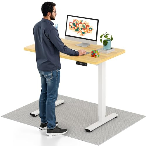 SANODESK Höhenverstellbarer Schreibtisch mit EINTEILIGER Tischplatte | Ergonomischer Steh-Sitz-Tisch fürs Homeoffice, stabil & platzsparend 100 x 60cm (Ahorn)