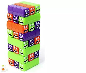 AIDNI Wobbly Worms Family Stacking Game, Colorful Building Blocks Tower Set with Orange Purple Green Pieces, Interactive Balance Challenge Game for Kids and Family Fun
