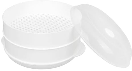 MOLUCKFU Doble Capa Vaporera para Microondas con Tapa Utensilio de Cocina para Cocer Verduras al Vapor Calentar Dim Sum y Comida Asiática Casa