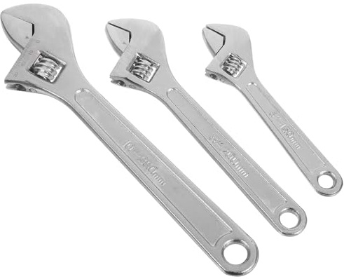 KOMBIUDA Juego de 3 Llaves Ajustables de Acero al Carbono Boca Ancha 6 8 y 10 Pulgadas Multifunción para Reparaciones de Automoción Fontanería y Construcción Mango Ergonómico