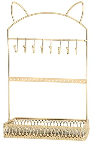 AKOOSY Dekorativ smyckesställ i guldjärn hylla för örhängen och halsband, original smyckeshållare, 1 st stabilt stativ för kontor, hem och butik