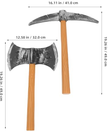 ifundom 3 pezzi Attrezzi Cosplay Nano con Doppia Finta e Piccone Finto per Feste Accessori Sicuri per Halloween e Recite Teatrali