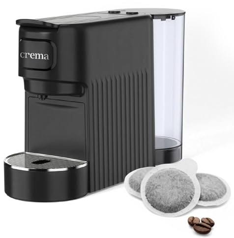 Macchina Caffè Cialde E.S.E. per Espresso Cremoso – 10 CIALDE COMPRESE, Macchinetta Del Caffe Cialde Compatta, Serbatoio 1.2L, Spegnimento Automatico, Espulsione Cialda, Vassoio Regolabile - Nero
