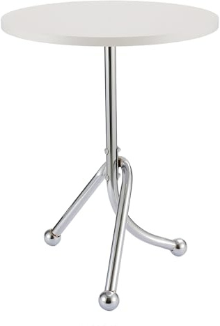 BLUE BAZAAR 1PC White Round Coffee Table Stainless Steel Small Side Table