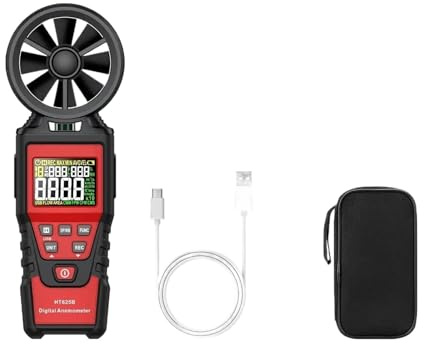 Anemometer, Digitales Anemometer, tragbares Hand-Windgeschwindigkeitsmessgerät, Windmesser, LCD-Display, Temperaturmessgerät(HT625B)