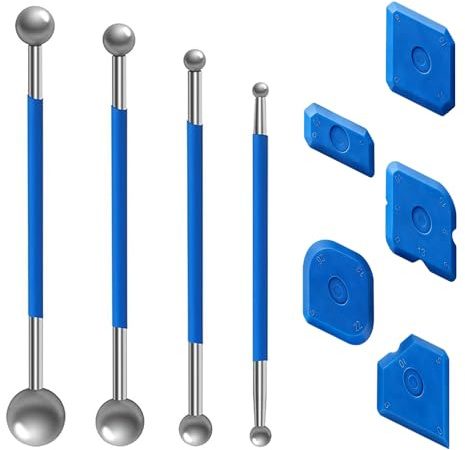9 Piezas Espátulas De Herramientas Para Juntas Herramientas De Calafateo Silicona, 4 Extractores De Bola De Metal Y 5 Herramientas De Silicona Para Reparaciones en Baños, Azulejos De Cocina