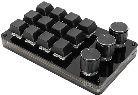 ACOGEDO Tastiera Meccanica a 12 Tasti con 3 Manopole, Programmazione Macro Personalizzata, Interruttore Blu Sostituibile a Caldo, Design con Separazione dei Cavi