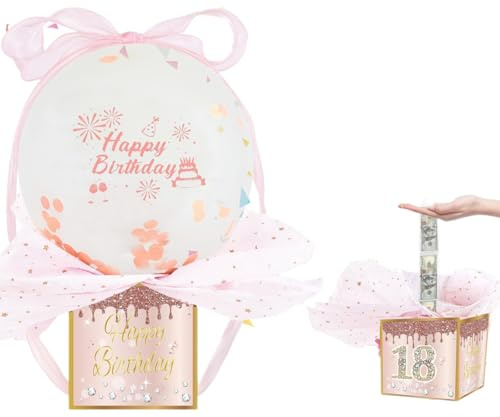Geldgeschenke Geburtstag DIY Überraschungsbox mit Ballons, Geschenkverpackung Geschenkbox für Geldgeschenk Ideen zu Feiern, Geburtstag, für Familie, Freunde, Männer und Frauen.