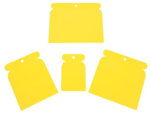 GALPADA 4 Pezzi Spatole per Stucco in Plastica Gialle Lama Rinforzata e Manico Curvo Leggero per Riparazioni Murali e Rivestimenti Artistici Fai-da-te