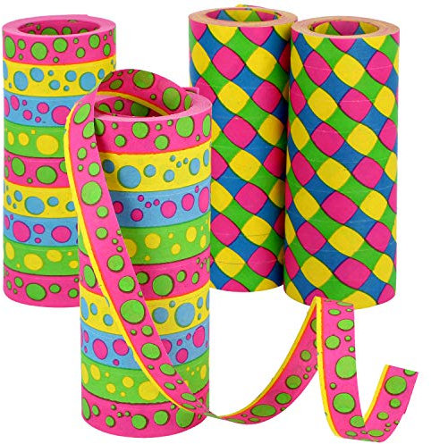 COM-FOUR® Rotoli di stelle filanti 4x XXL, extra lunghi come decorazione per feste di compleanno - serpenti di carta per Capodanno - 15 m, 9 rotoli extra larghi 14 mm (4 pezzi - XXL)