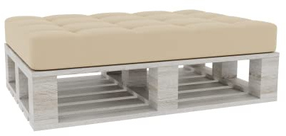 Gutekissen® Cuscini per pallet Cuscini trapuntati con bottoni, Cuscini per pallet trapuntato PFG (Cuscino di seduta 120x80, Crema)