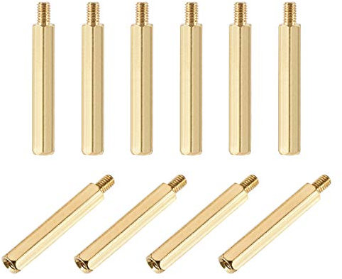 sourcing map 30 Stück Hex Abstandshalter Schrauben Muttern M4x50mm+6mm männlich-weiblich Messing PCB Motherboard Spacer Leiterplatte